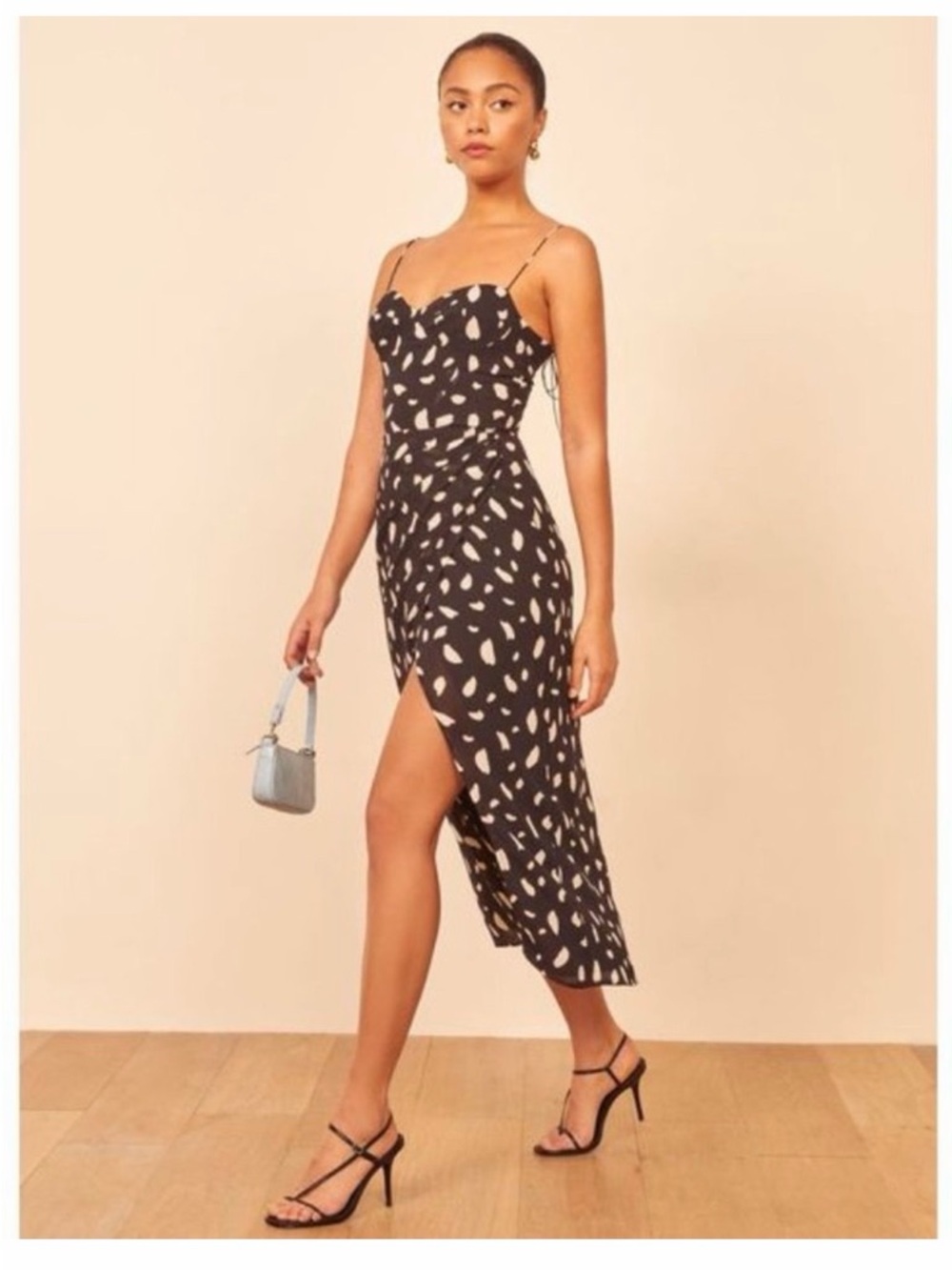 REFORMATION Kourtney Dress Black White Print Size 0